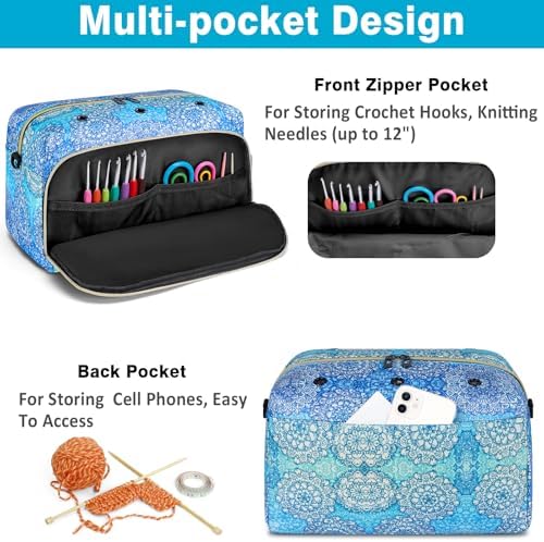 IBFUN Crochet Yarn Knitting Bag Organizer for Knit Accessories Hooks