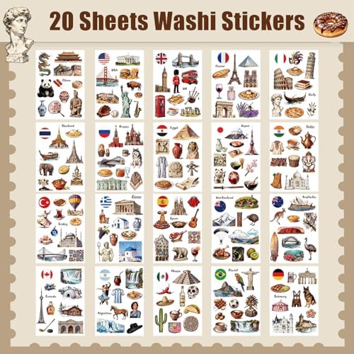 Travel Washi Stickers for Scrapbooking & Journaling - Scrapbook Supplies