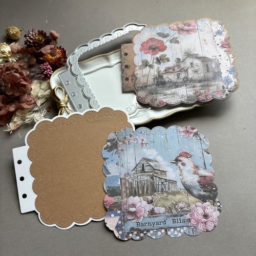 LZBRDY Vintage Charm Lace Frame Die-Cut - Carbon Steel Crafting Dies for Scrapbooking, Card Making, Greeting Cards and Journaling Supplies (Square Lace Loose Leaf 5.2 x 4.8 in)
