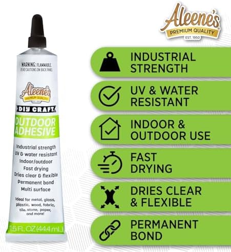Aleene's DIY Craft Outdoor Adhesive, Heavy-Duty & Permanent, UV and Weather Resistant, 1.5 Oz