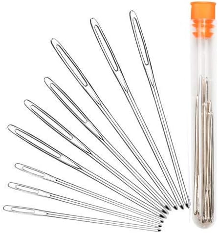 Large-Eye Blunt Needles, Hekisn Stainless Steel Yarn Knitting Needles, Sewing Needles, Crafting Knitting Weaving Stringing Needles,Perfect for Finishing Off Crochet Projects (9 Pcs)