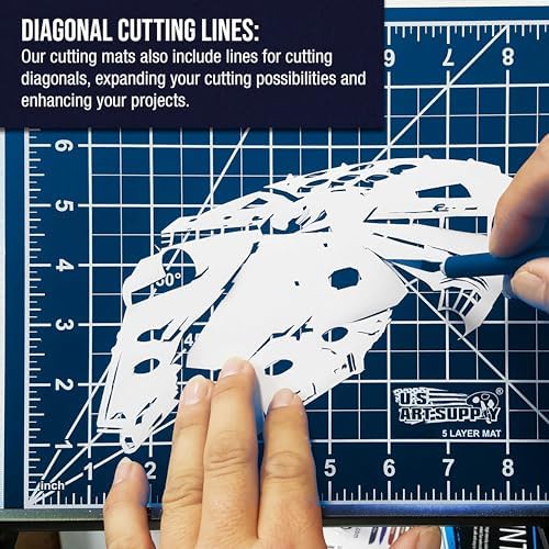 U.S. Art Supply 12"x18" Self-Healing Cutting Mat 5-Ply (2 Pack) White/Blue
