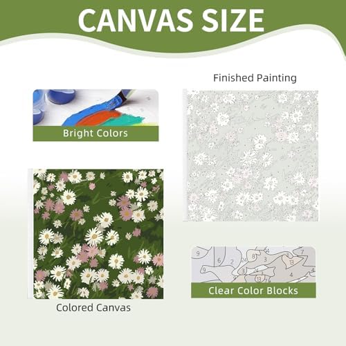 4 Pack Framed Paint by Numbers Kit for Adults Beginner with Wooden Easel, Vintage Flowers Easy Paint by Numbers with Frame, DIY Floral Number Painting for Adults Canvas for Home Decor Gift 10x10 Inch