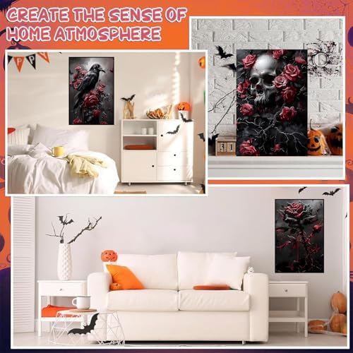 Axquilon 3 Packs Halloween Framed Paint by Numbers Kit for Adults 8x10in