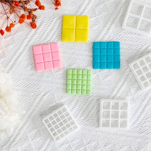 Xaekicr Grid Square Polymer Clay Cutters Set – 4PCS Geometric Clay Cutters for DIY Jewelry Making, Clay Tools for Polymer Clay Molds and Earring Projects