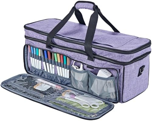 HOMEST Double Layer Carrying Case with Mat Pocket for Cricut and Tools