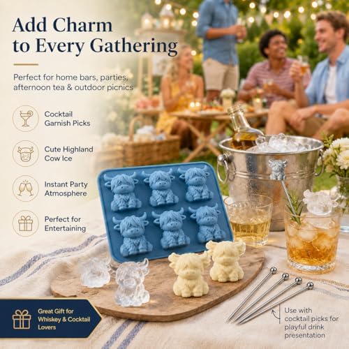 2PCS 3D Highland Cow Ice Cube Mold for Drinks, Candy, Baking, Butter & Soap