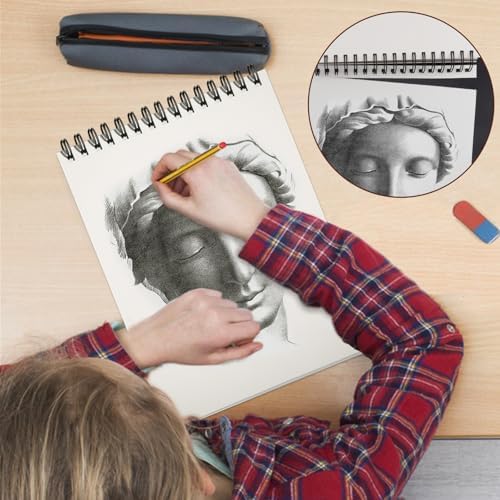 TKOOFN 10 Pack 5.5" x 8.5" SketchBooks Bulk,Top Spiral Bound Sketchbook