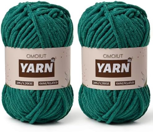 2 Packs Plush Chenille Chunky Crochet Yarn - Baby Yarn for Crocheting Soft - Velvet Yarns Knitting for Blankets Crafts - Fluffy Amigurumi Yarns 100g/131yds (2 Greener)