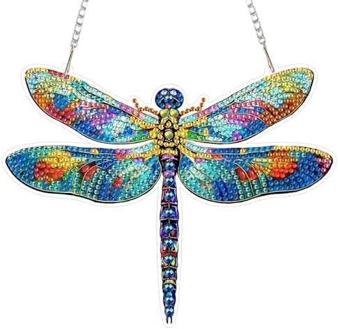 HMZephitiquc Dragonfly Hanging Diamond Art Kits for Adults, Special Shaped Crystal Diamond Painting Suncatchers, 5D Gem Art, Sun Catchers DIY Craft Kits for Gift Home Decor