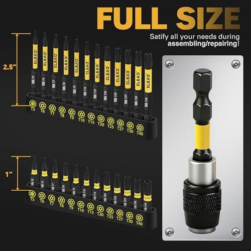 Tamper Proof Torx Bit Set: 25 Pieces T5-T40 Torx Security Bits Set | Torque Star Bits with 2.5" Magnetic Extension Bit Holder and Storage Box | S2 Steel