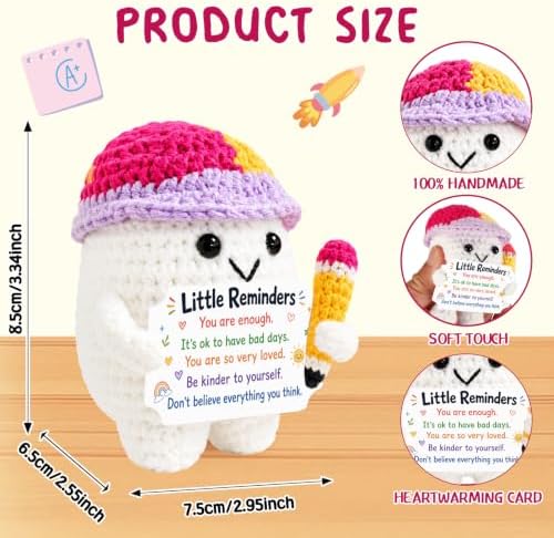Positive Crochet Little Reminders Doll Keychain Back to School Supplies
