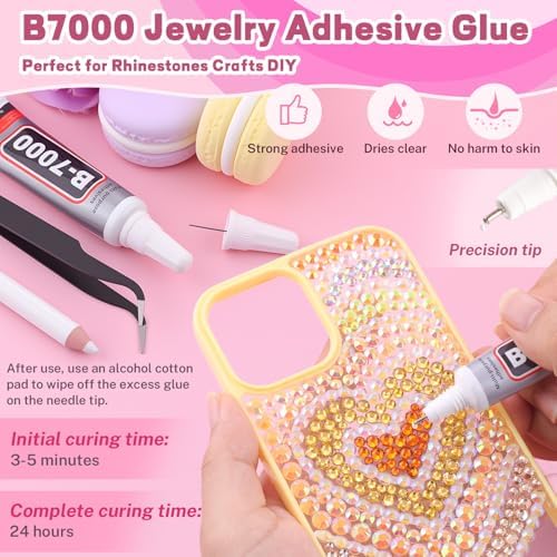 20000Pcs Yellow Rhinestones for Bedazzling with B7000 Jewelry Glue, Resin Rhinestones for Crafting Crafts DIY, Bedazzler Kit Gems for Clothing Shoes Tumblers Fabric Nail Art Assorted Size 3/4/5/6mm