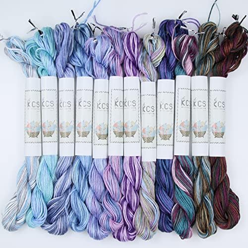 KCS Big skeins of 25 Meters Size 25 Color Variegated Cross Stitch Stranded Threads,12 skeins,07