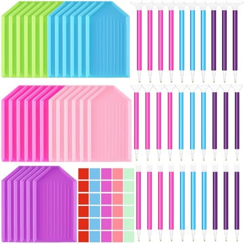Affrolling 90 Pcs Diamond Art Tools, Drill Pens Trays Glue Clay