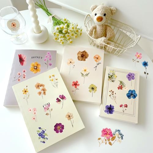 50PCS Transparent Flora Scrapbook Stickers, Vintage Aesthetic Flowers Sticker for Scrapbooks Travel Journal, Vinyl Waterproof for Water Bottles Laptop Phone Scrapbook Supplies DIY Crafts (Flower-B)