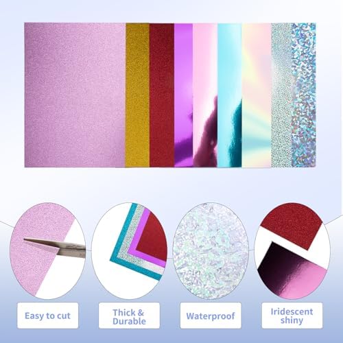 30 Pack Metallic Glitter Cardstock Paper Sheets 8" x 12" Color 250gsm/92lb
