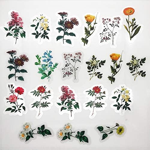 Vintage Natural Stickers, 40Pcs Pretty Floral Decorative Retro Adhesive Watercolor Aesthetic Trendy for Scrapbook Album DIY Craft Daily Planner