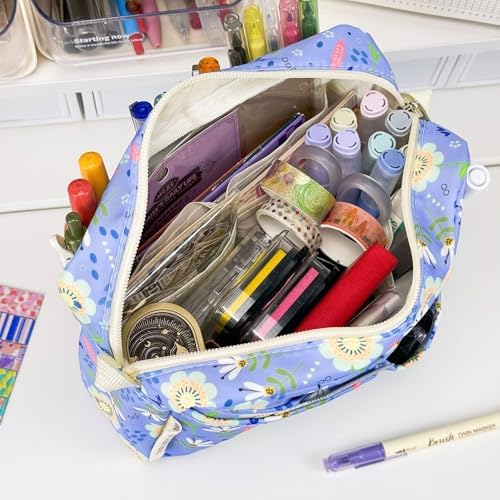 Multiple Pockets Portfolio Organizer with Zippered,Storage Pencil Pouch Bag