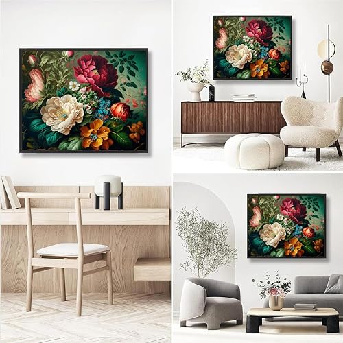 Peony Paint by Numbers for Adults with Framed Canvas - with Wooden Easel