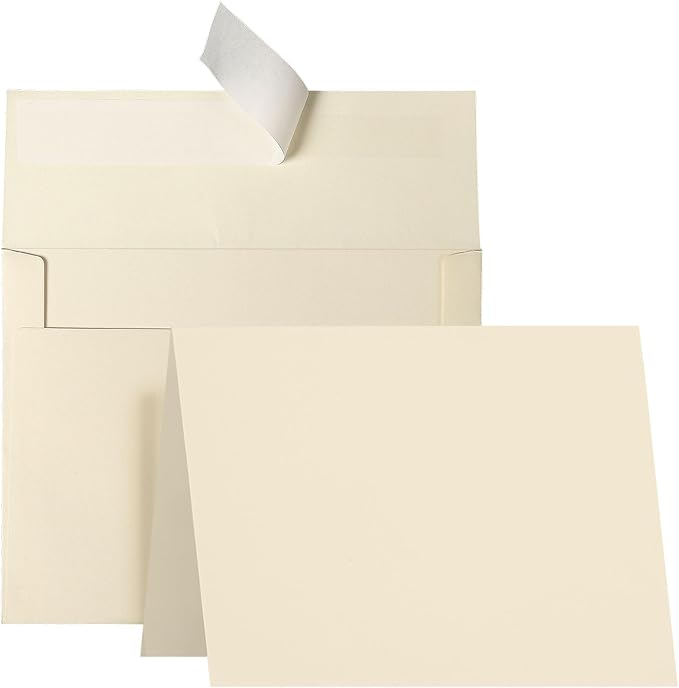 Goefun A2 Cream Folded Blank Cards and Envelopes 100 Pack