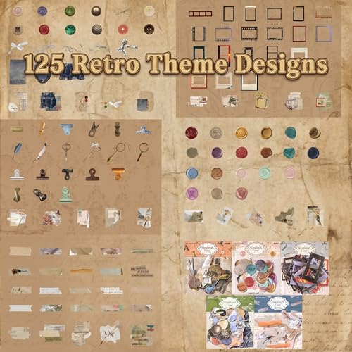 250PCS Vintage Scrapbook Stickers Kit, Ephemera for Junk Journal Supplies