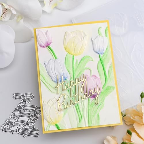 Tulip 3D Embossing Folder for Card Making DIY Scrapbooking Blossom Tulip Flower Clear Plastic Texture Fades Embossing Folder Template for Scrapbooking Paper Crafts Arts Supplies Handmade Crafts