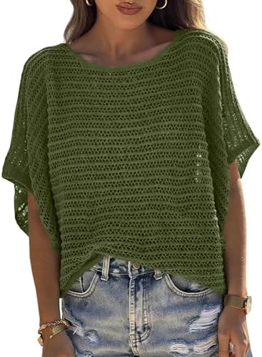 UNCLECAT Women's Crochet Tops Sweater Pullover Knit Tops Beach Coverup