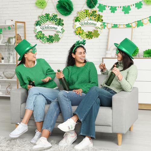 Large Size 12" Wooden Shamrock Ornaments to Paint, St. Patrick's Day Decoration Cutouts Wooden DIY Blank Unfinished Shamrock Irish Door Hanging Sign Plaque Crafts Hanging Decorations 3PCS