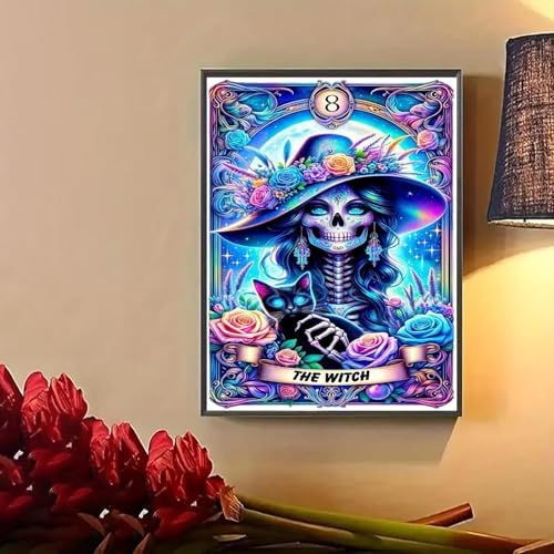 Lophomie Diamond Art Kits for Adults, 5D Skull Witch Diamond Painting Kits