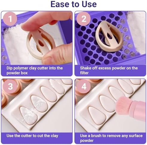 WECLAYER Cornstarch Box for Polymer Clay,Polymer Clay Tools with Cleaning Brush and Removable Filter,Cornstarch Container with Sealed LId,Clay Earring Making Kit for Jewelry Making