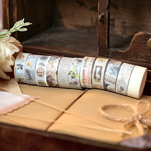 Washi Tape 12 Rolls Vintage Watercolor Washi Tape Set, Decorative Tape for Bullet Journal, DIY Craft, Scrapbook Supplies