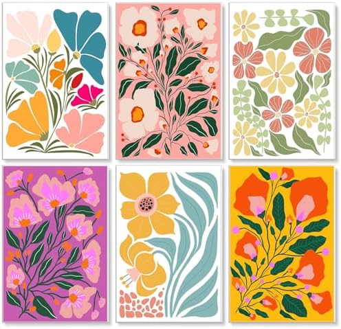 Yezavesu 6 Pack Flowers Paint by Numbers Kit for Adults Beginner 8x12 Inch | Easy Flower DIY Acrylic Painting by Numbers, Without Frame Canvas, Stress Relief Craft Kits, For Home Wall Decor Gift