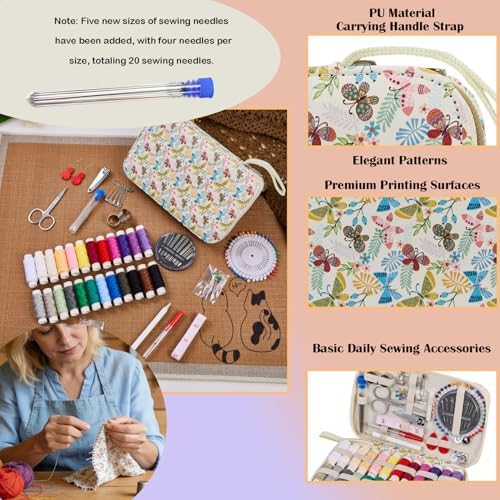Bobode 140 PCS Travel Sewing Set Basic Hand Sewing Kit for Adults