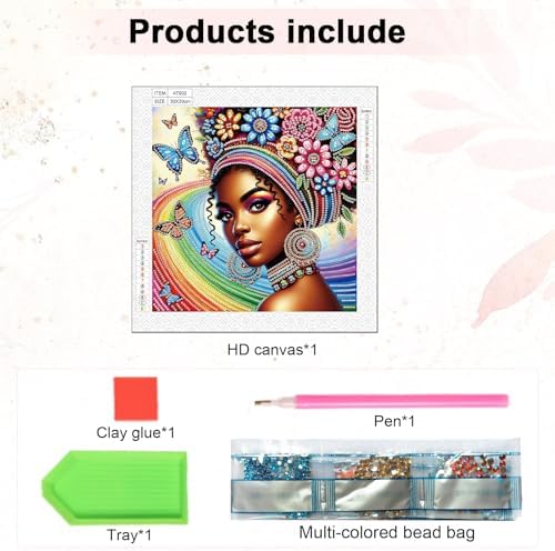 AiYuanzsh 5D Special Shaped Diamond Painting Kit - African American Woman Design, Unique Crystal Rhinestone Diamond Art Set for Beginners and Adults, Perfect for Home Wall Decor and Holiday Gifts