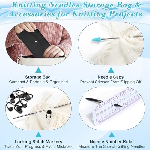 13 Pairs Interchangeable Knitting Needles Set with 4 Flexible Cables