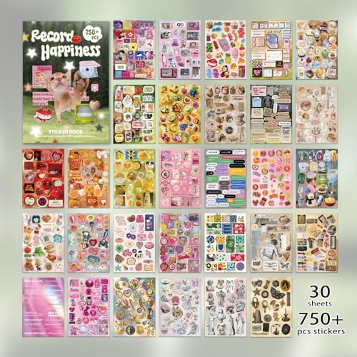 Cute Sticker Book Y2K Vintage Grunge Kawaii Retro Matte Writable Decals