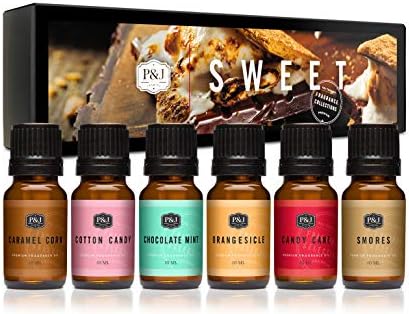 P&J Trading Fragrance Oils for Diffusers for Home Sweet Set Fragrance Scents for Candle Making - Soap Making Supplies - Car Diffuser Scents - Essential Home Gift Set - Cotton Candy, Smores & More