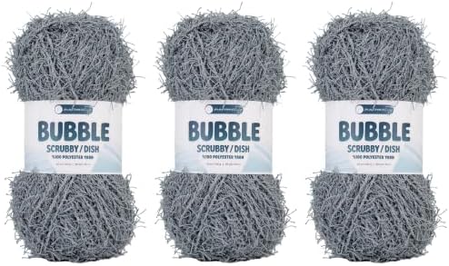 Makromecity Bubble Scrubby Yarn - 100% Premium Polyester Yarn for Crocheting and Knitting - 3.5 Oz (100g), 98 Yds (90m) - Ideal for Dishcloths, Crafting & Bath Washcloths (Grey, 3 Skeins)