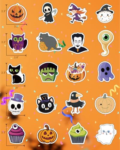 300 PCS Halloween Pumpkin Stickers,Waterproof Vinyl Water Bottle Stickers | Halloween Treats Non Candy, Party Favors Gifts, Goodie Bags Stuffers, Halloween Prizes, Laptop Sticker for Kids Teens Adults