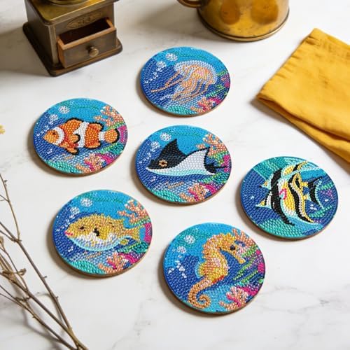 Leatrice Small Diamond Art Coasters Set Diamond Painting Kits for Adults