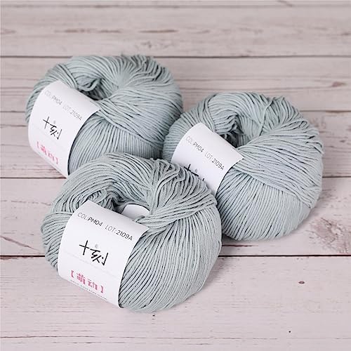 Fine Weight Knitted and Crocheted Cotton Yarn, 100% Long Staple Cotton Yarn, Baby Sports, 2 Packages of 100g/3.52oz (Per Skein 50g/162yards) - Waterfall Blue