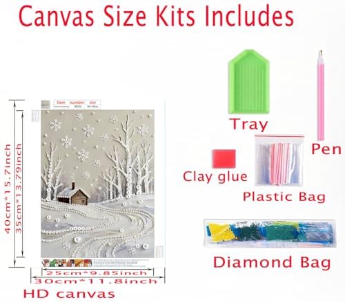 DIYBEADDOT Snow House Diamond Pearl Painting Kits for Adults,5D Snowflake Special Shape Diamond Art Pearl Painting Kits for Beginner,DIY Plastic Pearl Painting Kit for Home Decoration 12 × 16 inch