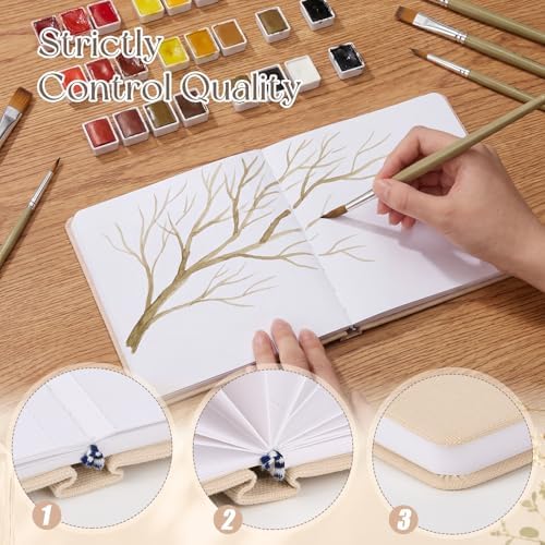 5.5in Watercolor Sketchbook Journal Square Watercolor Notebook Light Beige