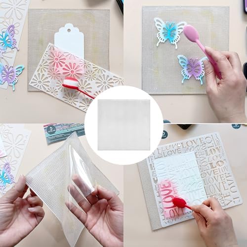 Alinacutle 2pcs 7in x7in Sticky Grip Mat Multi-Use Non-Slip Sticky Mats for DIY Art Card Making Hold Your Cardstock in Place, Easy to Clean and Reusable, Scrapbooking Card Making Tool
