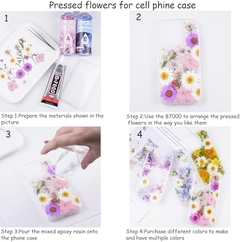 92Pcs Pink Dried Pressed Flowers for Crafts,Xinxinran Dry Flowers Kit for Resin Molds,Epoxy Resin Accessories,Bookmark,Nails, Jewelry Molds,Candle Making Supplies,Soap,Frame