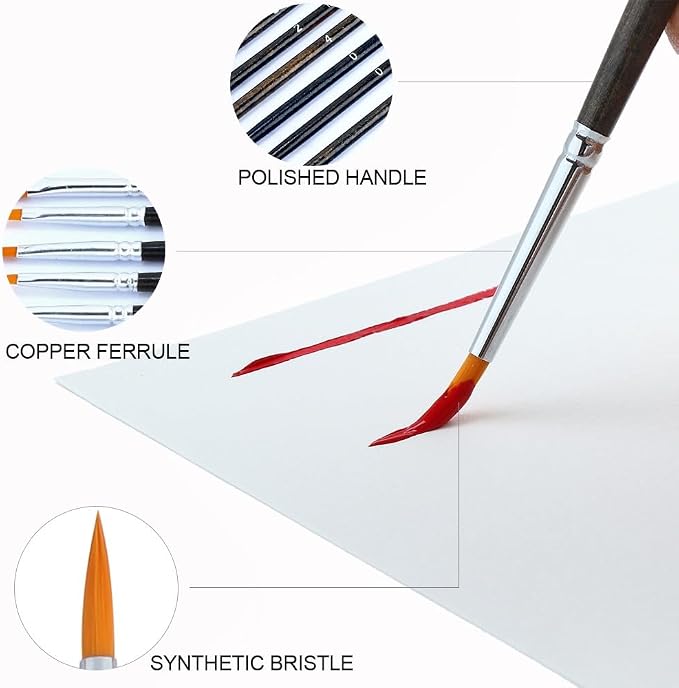 Transon 12pcs Small Detail Painting Brushes for Miniature Model Painting, Suitable for Acrylic Watercolor Gouache Oil Paint