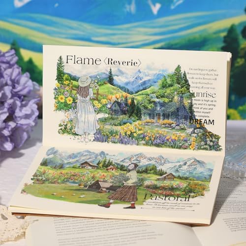 PET Tape Stickers for Journaling 6 Rolls Flower Washi Tape Stickers Decorative Tape for Crafts Scrapbooking Junk Journal Supplies, County Life