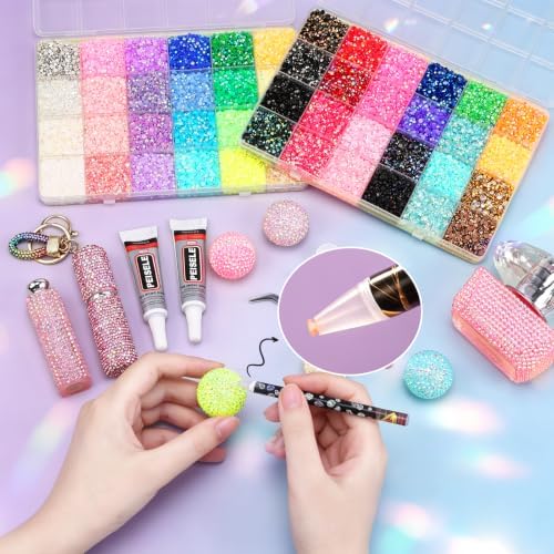 48000Pcs Resin Jelly Rhinestones, 48 Colors 3mm Bedazzling kit
