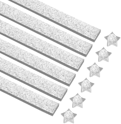 MECCANIXITY 360 Sheets Origami Paper Glitter Stars Papers Silvery Fold Paper for Beginner Arts Crafts Projects,0.4 x 9.3 Inch